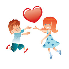 Image showing Love the boy and girl with a red heart