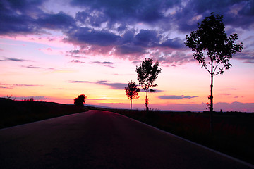 Image showing sunset on the road 