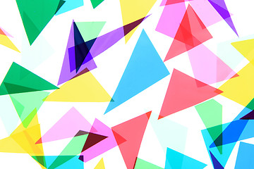 Image showing color plastic triangles background