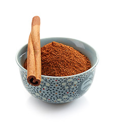 Image showing Bowl of cinnamon powder