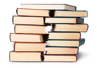 Image showing Two stacks chaotically stacked old books