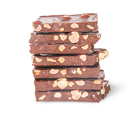 Image showing Stack of seven chocolate bars