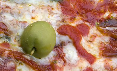Image showing Olive Pizza Detail