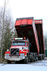 Image showing Volvo N12 Truck with Tipping Trailers Up