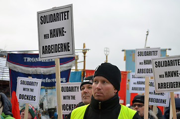 Image showing Dockers protest at Port of Oslo