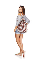 Image showing Beautiful girl with summer backpack