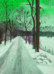 Image showing Oil painting of a winter landscape