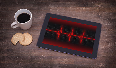 Image showing Electrocardiogram on a tablet - Concept of healthcare