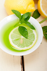 Image showing mint infusion tea tisane with lemon