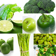 Image showing green healthy food collage collection