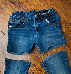 Image showing cut old jeans