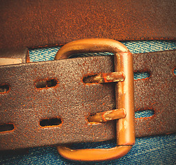 Image showing Vintage leather belt with a buckle