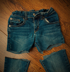 Image showing cut old jeans