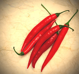 Image showing chili pepper on a old paper surface