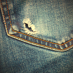 Image showing jeans pocket with hole