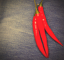 Image showing hot chili pepper on jeans background