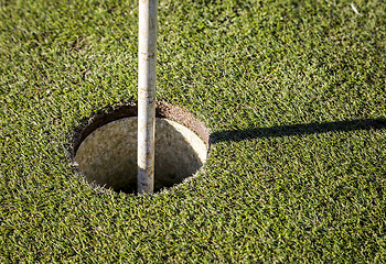 Image showing golf flag on green grass