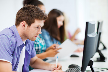 Image showing student with computer studying at school