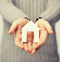 Image showing man holding paper house