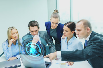 Image showing business team with laptop having discussion