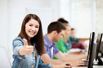 Image showing student with computers studying at school