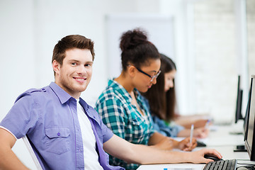 Image showing student with computer studying at school