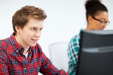 Image showing student with computer studying at school