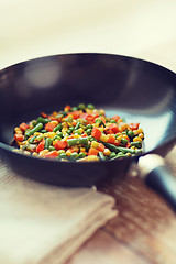 Image showing close up of wok pan with vegetables