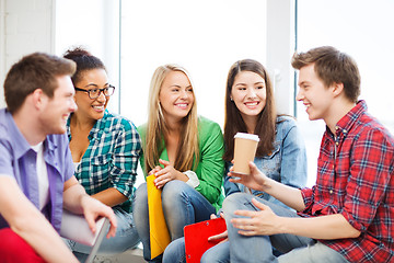 Image showing students communicating and laughing at school