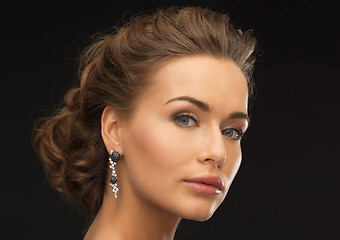 Image showing woman with diamond earrings