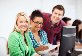 Image showing students with computer studying at school