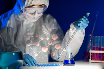 Image showing close up of scientist making test in lab