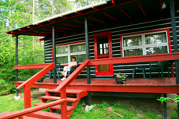 Image showing Log cabin woods