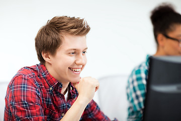 Image showing student with computer studying at school