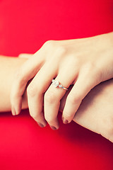 Image showing woman showing wedding ring on her hand