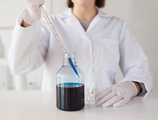 Image showing close up of scientist making test in lab