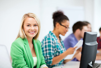 Image showing student with computer studying at school