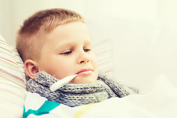 Image showing ill boy with flu at home