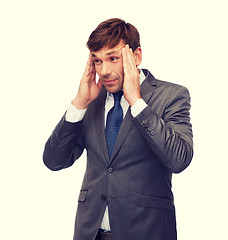 Image showing stressed buisnessman or teacher having headache