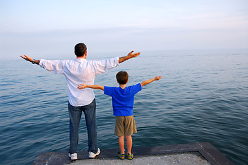 Image showing Father son ocean