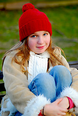 Image showing Girl on bench