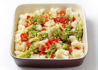 Image showing Colourful cauliflower salad bowl