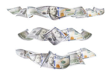 Image showing Set of Three One Hundred Dollar Bill Horizontal Graphic Photos