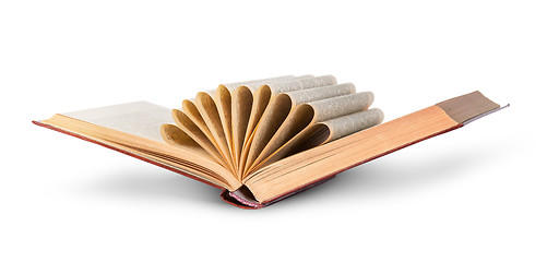 Image showing Ajar old book with curled pages