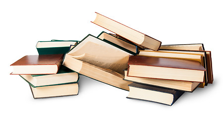 Image showing Piled on a bunch of old books