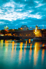 Image showing Downtown Portland cityscape at the night time