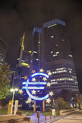 Image showing Euro sign in front of the European Central Bank building