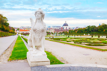 Image showing Statue at Belvedere palace in Vienna, Austria in the morning