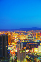 Image showing Overview of downtown Las Vegas in the night