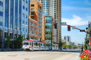 Image showing Salt Lake City street with a tram